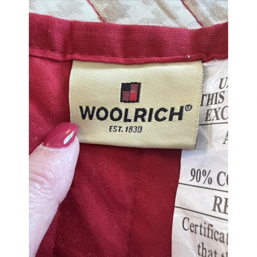 WOOLRICH Quilt King Patchwork 3pc Red Black Bedding Shams Vintage 108x92 Cabin